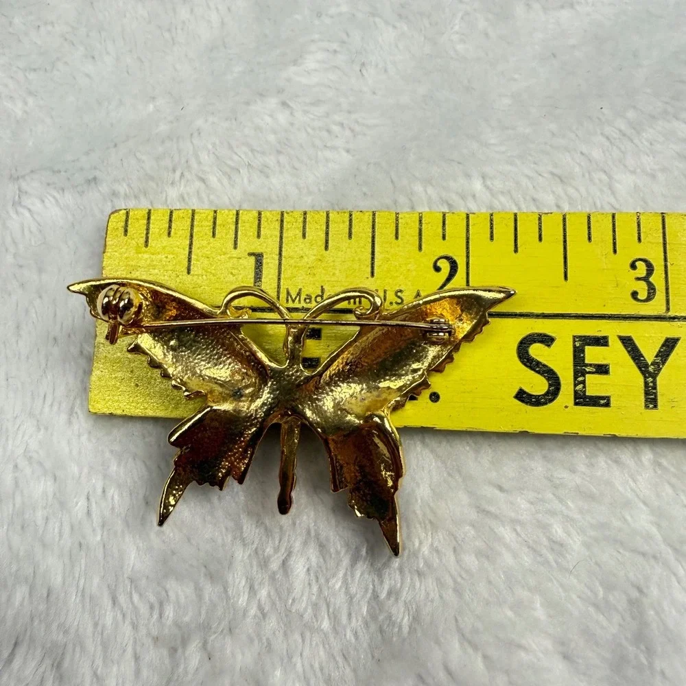 Vintage Gerrys Gold Tone Filigree Butterfly Brooch & Enamel Butterfly Pin Set
